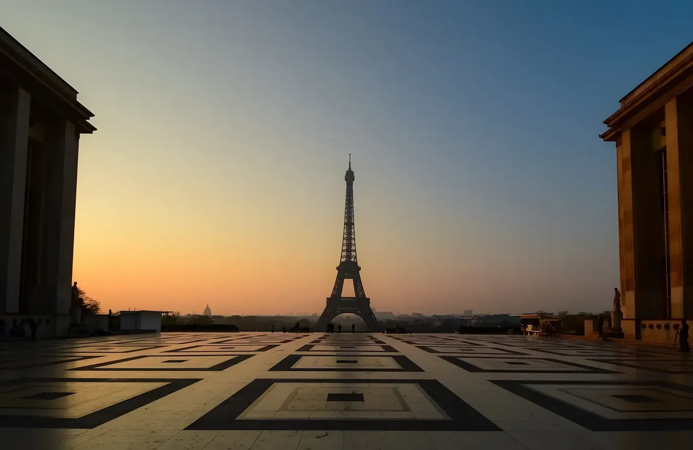 Trocadéro met uitzicht op de Eiffeltoren