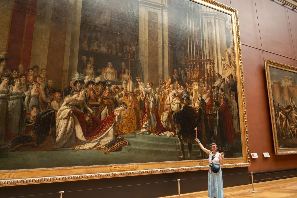 Het schilderij De Kroning van Napoleon van Jacques-Louis David in het Louvre