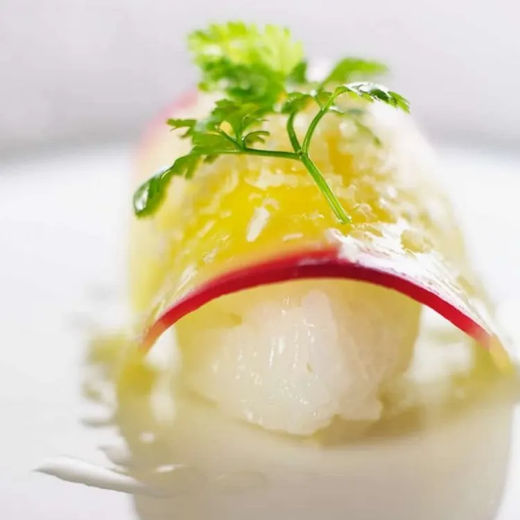 Gerecht bij restaurant Arpege in Parijs